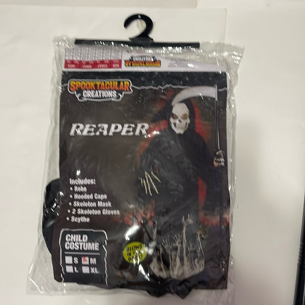 Grim Reaper Costume Glows In The Dark SZ kids M(8-10)